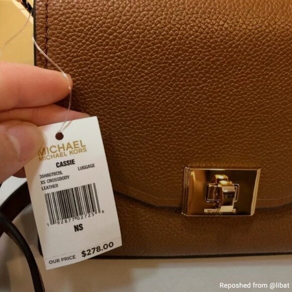 MK Cassie XS Crossbody in Luggage Pebbled Leather - Picture 8 of 9